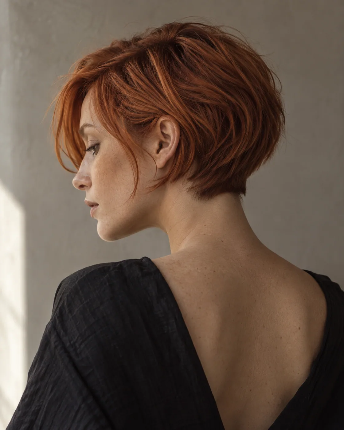 Taglio corto color rame, fotografia editoriale demo